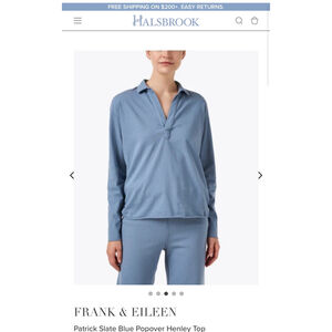 New Frank & Eileen Slate Blue Popover Henley Long Sleeve Top XL